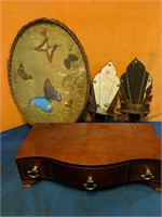 Jewelry box, mirror wall shelves. Butterfly