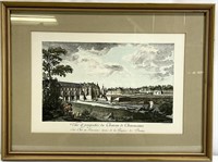 Italian Chateau de Chenonceau Engraving Art Print