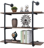 Industrial Pipe Shelves with Wood 3-Tiers,Rustic W