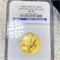 2008-W $25 Gold Buffalo NGC - MS70 1/2Oz