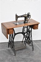 "Singer" Antique Treadle Sewing Machine w/Cabinet