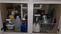 Contents of sink and cabinets under sink-