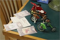 (3) HALLMARK TRICYCLE ORNAMENTS WITH LETTERS OF