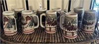 9 Budweiser Holiday Stein / Mugs