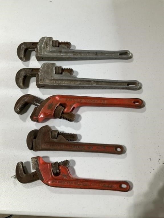 5 Ridgid Pipe Wrenches, 14 & 10”