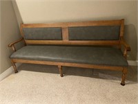 Gorgeous Solid oak & leather Pew bench 37x83x21