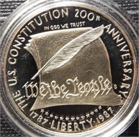 1987 U.S. Constitution 90% Fine Silver Dollar Coin
