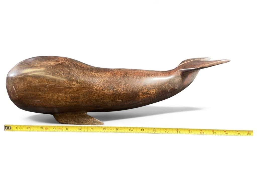Mid Century Hand Carved 18inch Wooden Whale