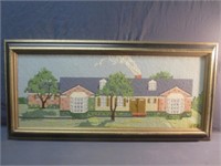 ~ Needlepoint House Tapestry JCE Framed 34x16