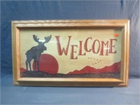 ~ Welcome Moose Sign Framed 22x13