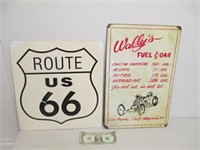 Metal Route US 66 Double-Sided Sign & Wally's
