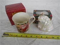 Lenox Coffe Cup & Horse Glass Ornament