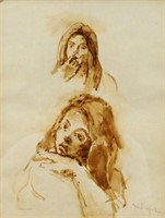 MOSES SOYER - (3) SIGNED SKETCH STUDIES