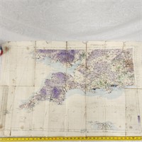 WWII Allied Aeronautical Map Of S.W. England