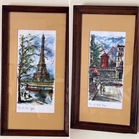 ARNO Moulin Rouge & Eiffel tower matted framed