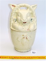 Vintage rabbit in basket cookie jar, unknown