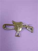 Vintage hair barrette western saddle