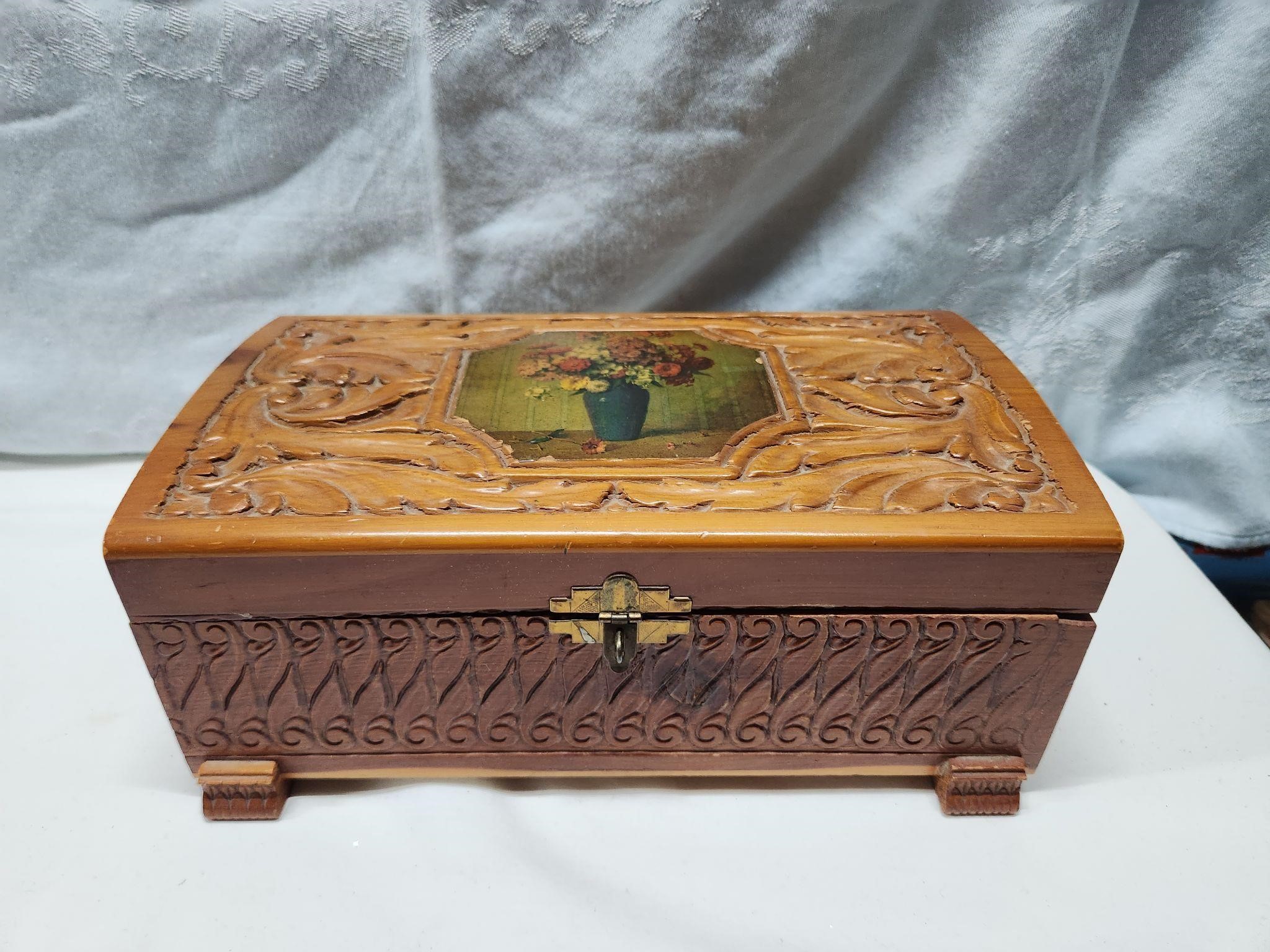 Vintage Wooden Jewelry Box