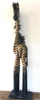 40" Decorative Carved Wood Zebra