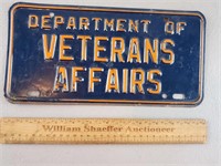 Vintage Depart of Veterans Affairs License Plate