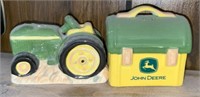 Vtg Ceramic Large John Deere Tractor/Lunchbox