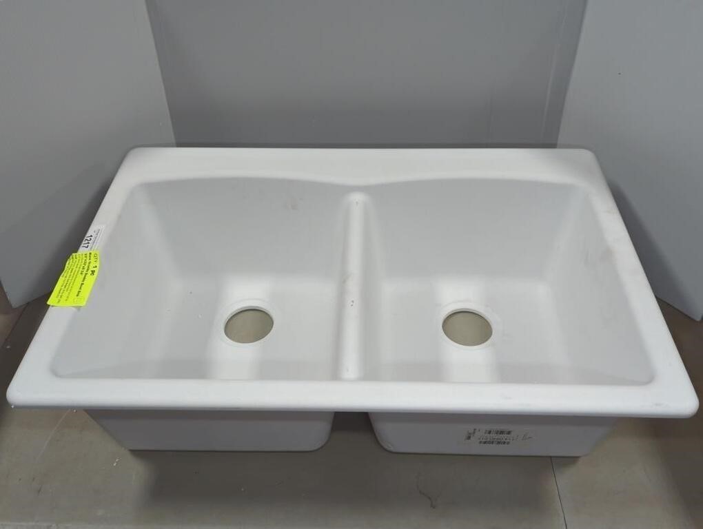 RAW GRANITE DOUBLE BOWL SINK 33"X22"X8 3/4"