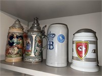 (4) Porcelain and Stoneware Beer Steins