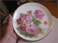 Vintage Hand Painted Roses Plate Germany 8&1/2"