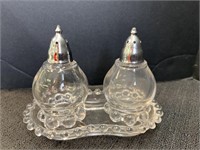 Candlewick salt & pepper shakers with tray