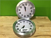 Silver Circular Clock lot of 2