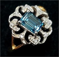 $8300 10K Lab Blue And & Natural Diamond 1+0.08Ct