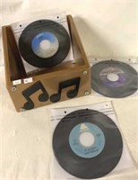 MUSIC BOX HOLDER WITH 45 RECORDS