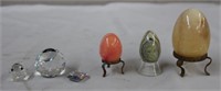 Marble eggs, 2.75, 2 & 1.75"H, three crystal