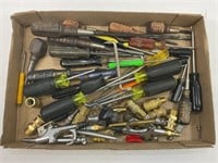 large of lot of screwdrivers and air compressor