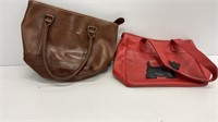 L.L. Bean brown leather like purse, and J.P.Ourse