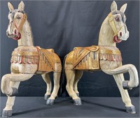 Pair of Indonesian Wood Carved Horses