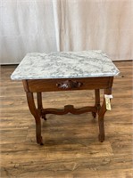 Antique Marble Top Side Table on Casters