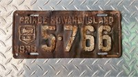 1938 PRINCE EDWARD ISLAND LICENCE PLATE