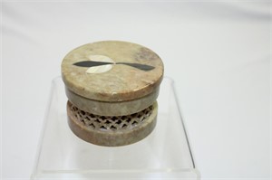 Reticulated Stone Round Trinket Box