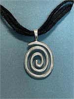 STERLING SILVER LEATHER NECKLACE