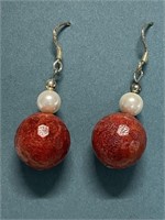 STERLING SILVER CORAL EARRINGS