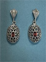 STERLING SILVER GARNET EARRINGS