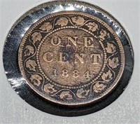 1884 Canadian Large One Cent Coin