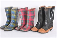 Rain Boots- 3 Pair, Size 10