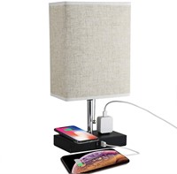Bedside Table Lamp with Wireless Charger