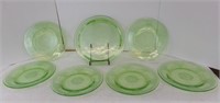 Green Depression Glass Plate Set