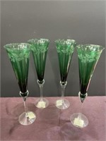 Lenox Etched emerald Flute glasses