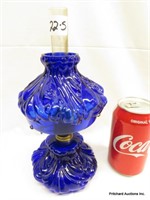 Minature Antique Cobalt Blue Oil Lamp