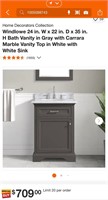 24” bathroom vanity with Carrara marble top