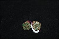 Pair Emerald & Gold screw Earrings